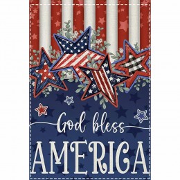 87M2W5X30K Patriotic Star Blessing Garden Flag, Vintage Flag Stars double sided